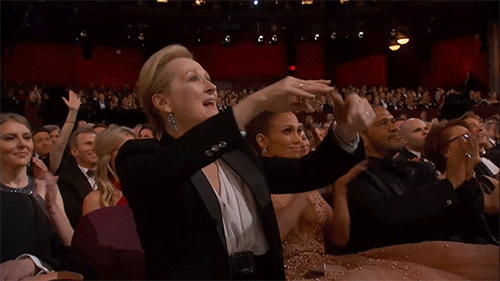 GIF of Meryl Streep pointing in celebration