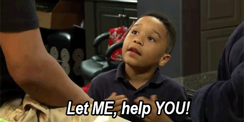 GIF of a kid saying, "Let me help you!"