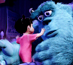 GIF of Boo embracing Sully in "Monsters, Inc."