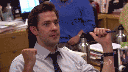 GIF of Jim from The Office pumping his fist and saying, "Yes!"