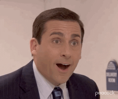 GIF of Michael Scott from The Office with a wowed expression on his face