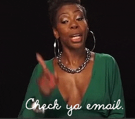 woman saying "check ya email"
