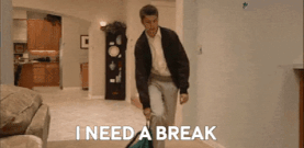 GIF of male falling down and saying I need a break