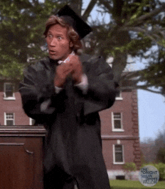The Rock celebrating in a cap and gown