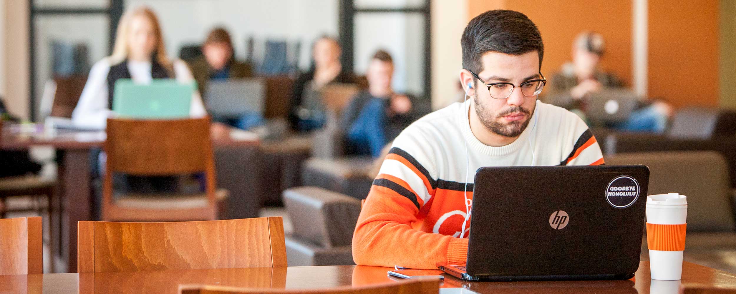 student studying on computer