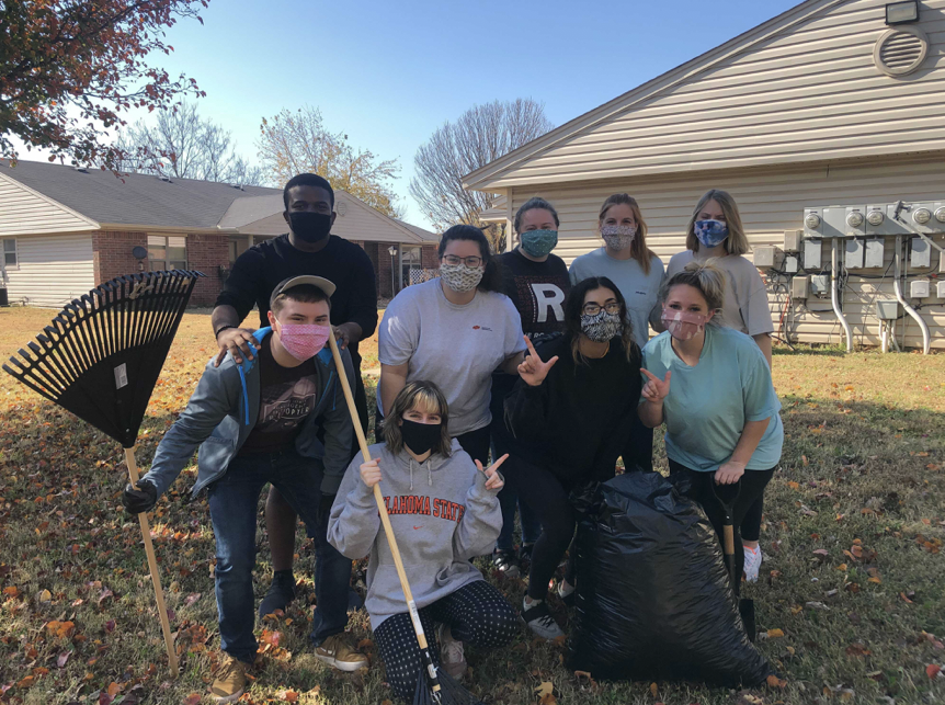 Students doing community service